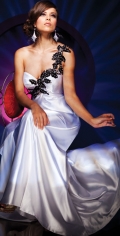 Sweetheart With Appliques Sweep Train Dropped Elastic Satin Elegant Evening Dress