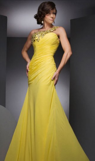 Sexy Mermaid / Trumpet Side Draped Sweep Length With Beadings Designer Evening Dresa