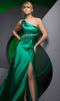 Bright With One Inclined Strap With Appliques Furcatin Floor Length Designer Evening Dress