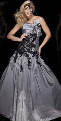 Gray Butterfly Appliques Top Tube Taffeta Tiny Ruched prom / Evening Dress