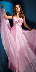 A line Sweetheart Pink Chiffon Beads Attractive Evening Dress