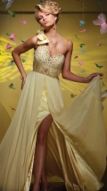 Style One Strap Light Yellow Beads Floor Length Sweetheart Evening Dress