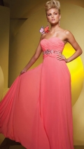 Strapless Seductive Side Pleated With Beads Sweetheart neck Evening Dress