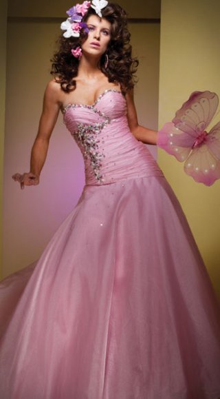 Beading Sweetheart pink Cheap Half Folded Satin NetWork Prom / Evening Dress