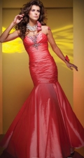 Mermaid Red Ruched Beading Sweetheart Taffeta Prom Dress