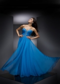 Blue Sweetheart Chiffon Strapless Design A-line Evening Dress at a low price