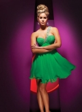 One Shoulder Green Beading Sweetheart Princess Homecoming / Cocktail Prom Dress