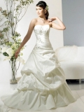 2012 Hot Sale taffeta draped Cheap Wholesale New Style White Strapless Princess Wedding Dress