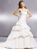 2012 classy cap style Straps taffeta pick ups Embroider Wedding Dress