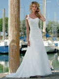 Discount Unique One Shoulder With Flower Pleated Chiffon Beach Wedding Dress 2011