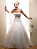 2012 Empire Waist Embroider Strapless Cheap organza &satin Wedding Dress