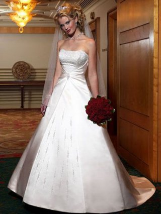 2012 dream pincess Beads Working Strapless Hot Sale satin Wedding Dress