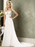 2012 popular Empire Waist Princess Sweetheart Beads Working soft chiffon Wedding Dress