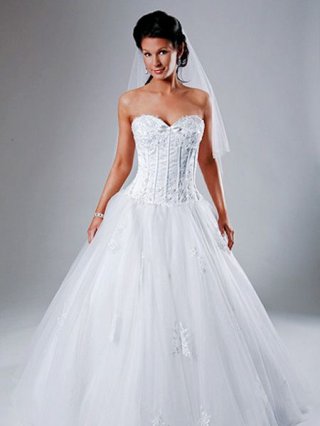 2012 white Ball gown Sweetheart Embroider bodice and organza skirt Cheap bridal Wedding Dress