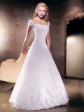 2012 gorgeous Princess Off the Shoulder applique Beads Working bodice and hemline white Wedding Dress