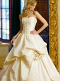 2012 classic Ball gown strapless taffeta and Flower decoration on skirt Wedding Dress