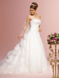 2012 discount Princess Lacing Train Embroider bodice draped organza back Strapless Wedding Dress