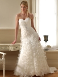 2012 extremely designer Sweetheart Cheap Beads Working feature organza design skirt Wedding Dress Hot Sale