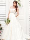 2012 simple scallops neck Princess Empire Waist Beads Working Cheap Wedding Dress Hot Sale in Spring