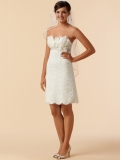 New Style summer Appique Lovely lace tea length Wedding Dress