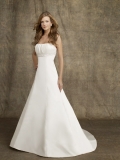 2012 nice Empire Waist Princess Beads Working under bust Cheap simple satin White Wedding Dress