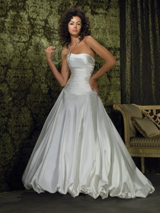2012 simple Ball gown Long Length Strapless Hot Sale taffeta Cheap Wedding Dress