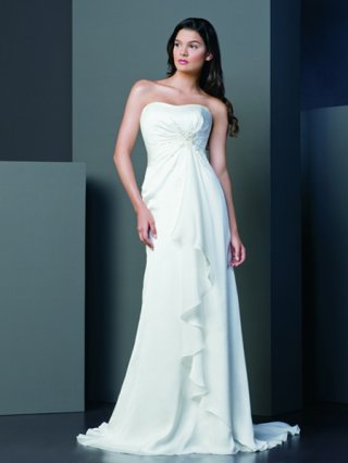 2012 Hot sale Wholesale in Summer Pleated Ruffed Strapless Empire Waist Cheap chiffon Wedding Dress