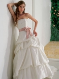 2012 dazzling Princess ruffled taffeta Pink Sash in Waist and beaded bust Hot Sale In Spring Cheap Wedding Dress