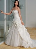 2012 Princess Elegant Strapless beaded bust and organza skirt draped taffeta Wedding Dress
