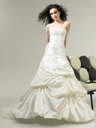2012 Princess applique bodice taffeta ruffled skirt mermaid Cheap bridal Wedding Dress