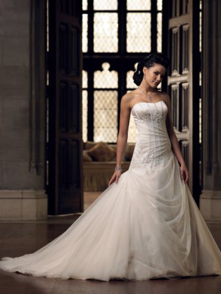 2012 lovely Princess chapel train Strapless Embroider Cheap Wedding Dress