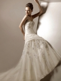2012 draped taffeta bodice and lace skirt Strapless new style bridal Wedding Dress