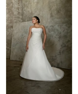 Cheap fantastic elegant Strapless beads organza Wedding dress