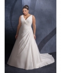 Cheap alluring deep V-neck Plus Sizes straps Ruched chiffon Wedding dress