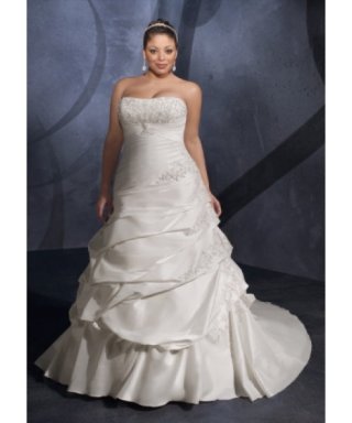 Cheap hot sale Plus Size applique ruffles taffeta Wedding gown