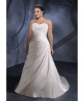 2012 cheap allure pleated sweetheart plus size satin wedding gown