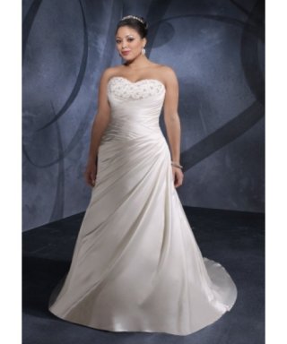 2012 cheap allure pleated sweetheart plus size satin wedding gown