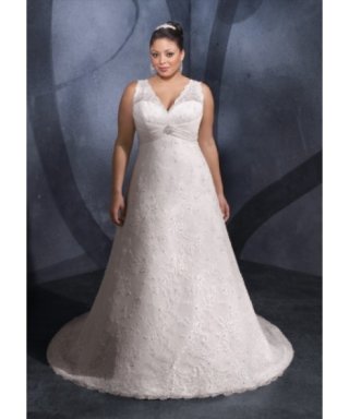 Cheap A-line alluring deep V-neck lace Wedding dress 2012