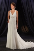 Attracting V-neck Chiffon Applique in Waist Beach Wedding Dress