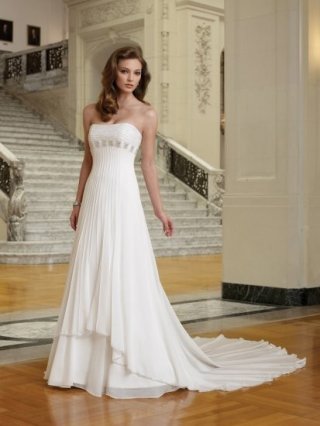 Sweep Length Tempting Strapless Wrinked A-line Design Beach Wedding Dress Under 150