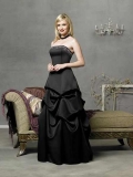 New Wholesale Elegant Black Strapless Beading Ruffles floor length Cheap Bridesmaid Dress