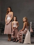 New Style simple elegant Cheap Strapless Or Spagetti Straps Sash Junior Bridesmaid Dress