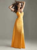 Yellow Sweetheart Neckline Floor length Satin Homecoming/ Evening Dress