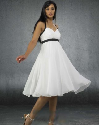 A-line Halter Empire waist Ruffled Chiffon Homecoming Dress/ Bridesamid Dress/ Colktail Dress