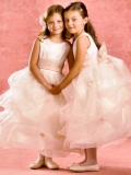 Cheap Glamorous new style Design Pleated Lacing sash Dress For Flower Girl