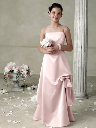 Cheap New Style fashion Design Pink floor length Spaghetti Straps Dress For Flower Girl