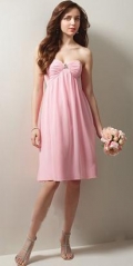Pleated Beading Ruched Piece Pink Chiffon Short / Cocktail Dress(OCT-25)