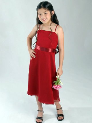 Red new style Spaghetti Straps Design lace up Dress For Flower Girl at a low price