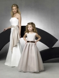 Cheap Princess Fashion Design hot Sale Round Neck Floor Length Sash Dress For Flower Girl