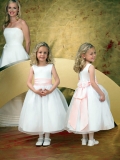 new style Cheap bowknot White princess Design Dress With Pink Sash For Flower Girl